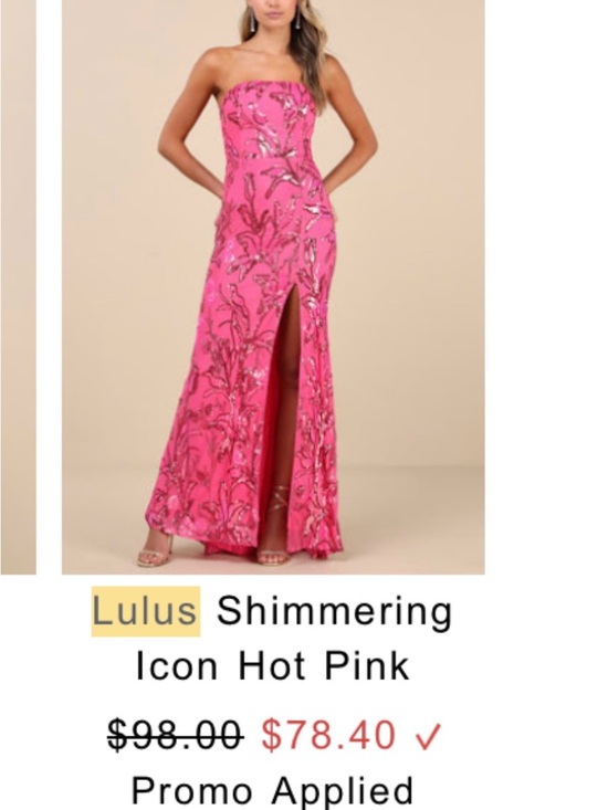 Lulus Dresses & Skirts - Lulu's Hot Pink Strapless Sequin Column Gown